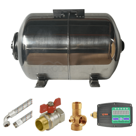 Vodárenský set 60L AQUA OLA ležatý, nerezový  s IBO PRESS SX